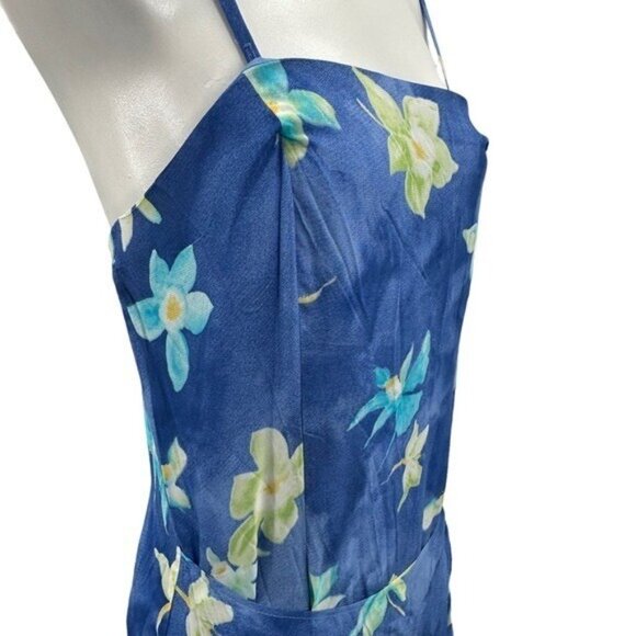 Vintage Hugo Buscati Victorias Secret 14 Wrap Sun Dress Maxi Floral Blue New - Picture 5 of 14